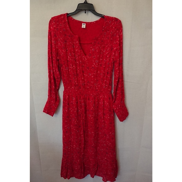 Old Navy Dresses & Skirts - Women's Long Flowing Red Floral Old Navy Dress